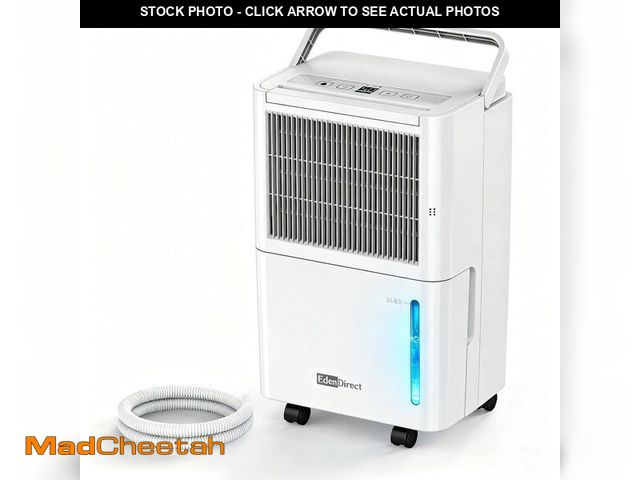 Lot 74-14560519 - Edendirect 30 pt. 3,000 sq. ft. Dehumidifier for Basement with Bucket, Drain Hose in White, Mold Rem...