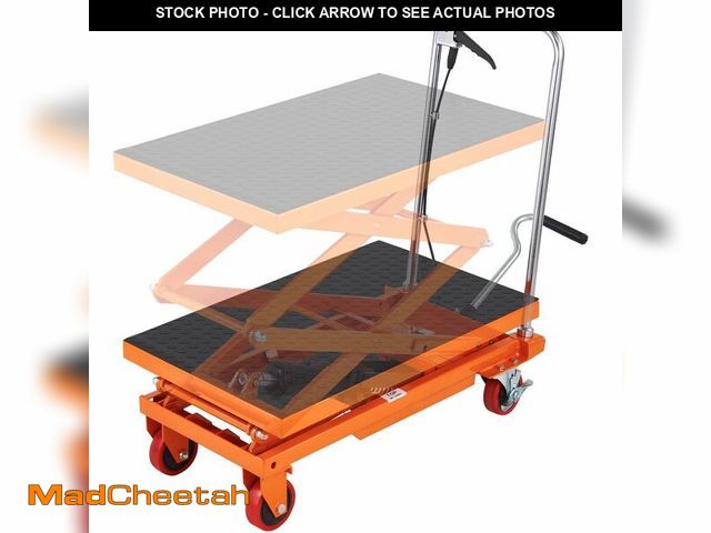 Lot 74-12661604 - VEVOR Hydraulic Lift Table Cart, 330lbs Load Capacity 50 Inch Lifting Height, Manual Single Scissor ...