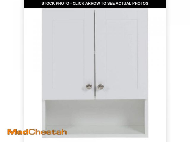 Lot 74-12091351 - Glacier Bay Lancaster 21 in. W x 8 in. D x 26 in. H Surface-Mount Shaker Bathroom Storage Wall Cabin...