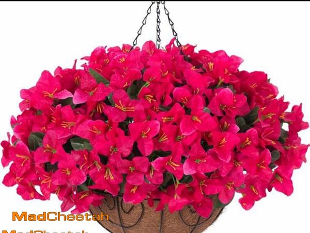 Lot 74-11546579 - Artificial Fake Hanging Flowers Plants Basket for Outdoors Decoration, Faux Silk Bougainvillea Flowe...