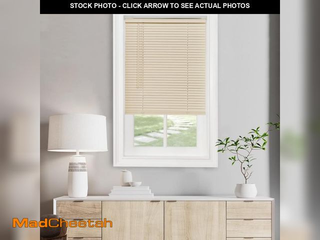 Lot 74-12136866 - Cordless Light Filtering Mini Blind - 46 Inch Width, 64 Inch Length, 1" Slat Size - Alabaster - Cord...