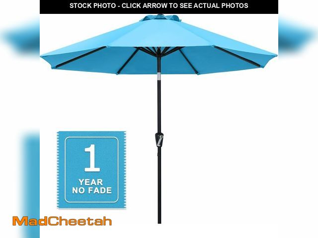 Lot 74-14586453 - MASTERCANOPY 7.5ft Patio Umbrella with Tilt &amp; Crank, Turquoise - UNUSED