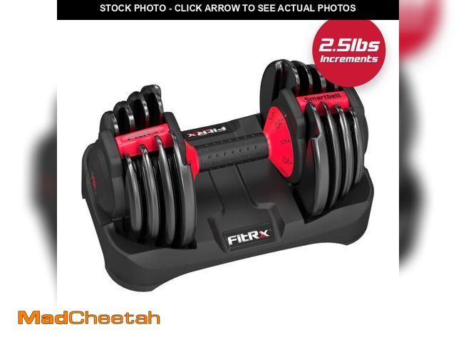 Lot 74-12143863 - FitRx Adjustable Dumbbells, 25lb SmartBell Dumbbell Set with 9-in-1 Quick-Select Weights, 2.5lb Incr...