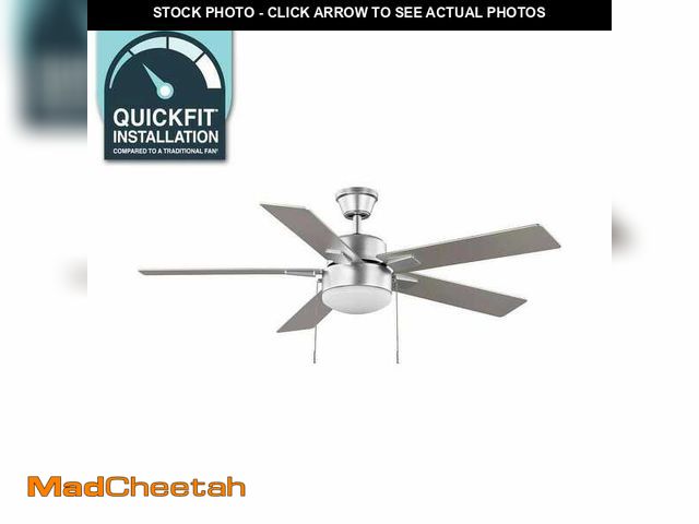 Lot 74-12804200 - Hampton Bay 52 in. Corwin Indoor/Outdoor Silver LED Ceiling Fan with Light Kit - UNUSED