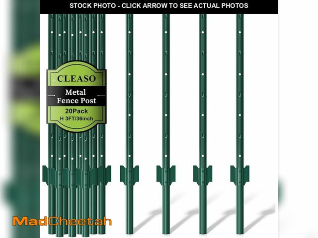 Lot 74-14250562 - 20 Pack Metal Fence Posts 3 FT Green - Heavy Duty U-Post Garden Stakes, No-Dig Post Anchors for Wire...