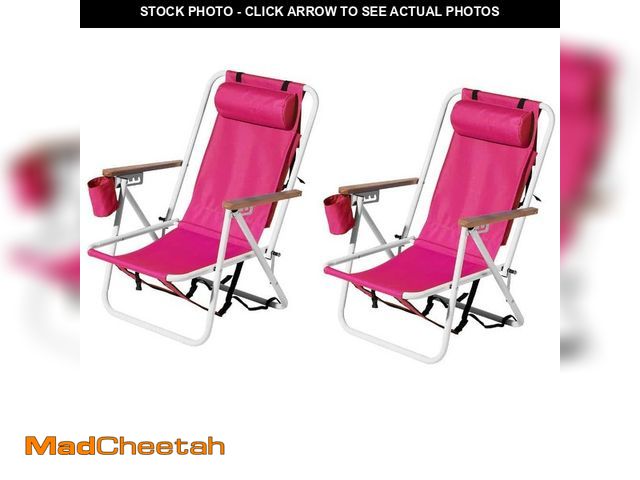 Lot 74-12465482 - Winado Portable 2 Pack Barbie Pink Steel Folding Adjustable Headrest Beach Chair - UNUSED