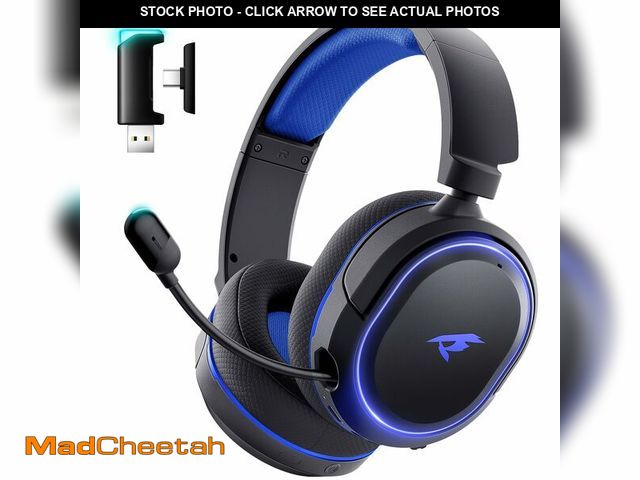 Lot 74-13967097 - Wireless Gaming Headset, 7.1 Surround Sound, 2.4GHz USB Gaming Headphones with Bluetooth 5.4, 100H B...