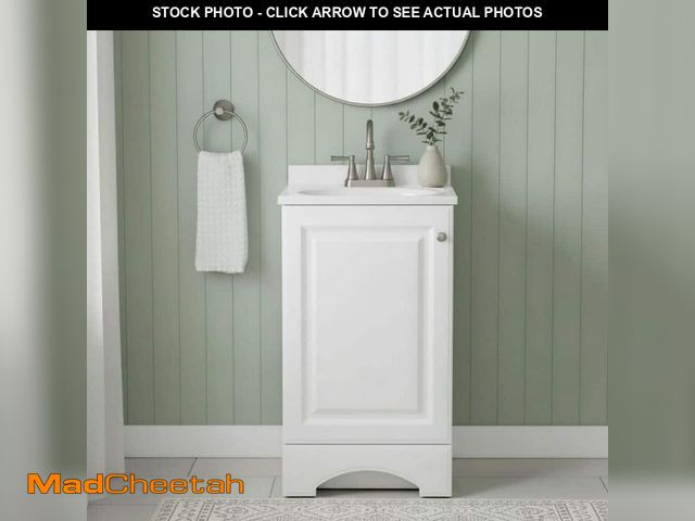 Lot 74-14373214 - (SOME DAMAGE) Glacier Bay 19 in. Single Sink White Freestanding Bath Vanity with White Cultured Marb...