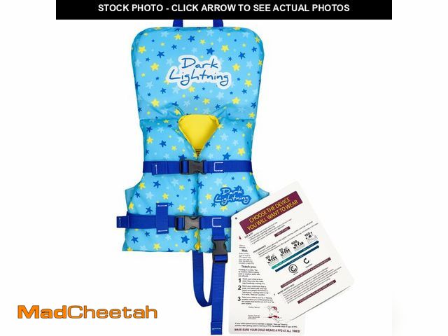 Lot 74-14207768 - Dark Lightning USCG Approved Life Jacket for Toddlers 1-3 Years Old, Swimming Pool Floats 20-30 Poun...