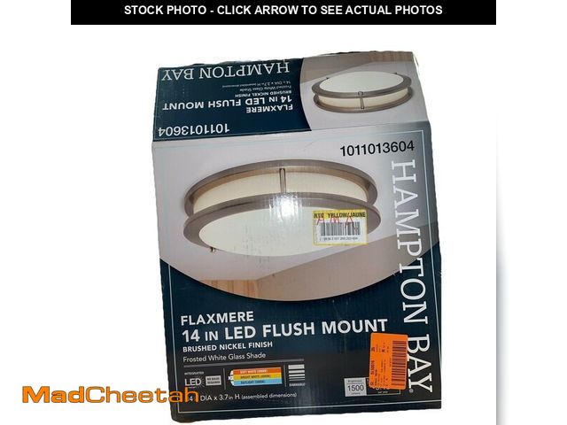 Lot 74-12777321 - Hampton Bay Flaxmere 14in. LED Flush Mount, Brushed Nickel - UNUSED