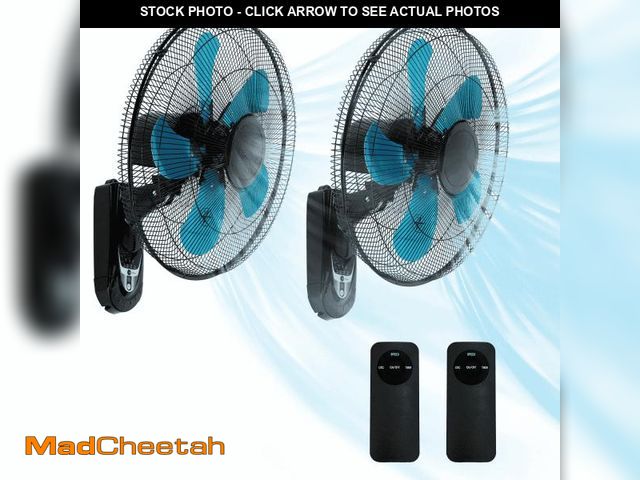 Lot 74-12481093 - 2 Pack 20" Wall Mount Fan with Remote, 3 Speeds Wall Oscillating Fan with 4800 CFM, Cooling Fan with...