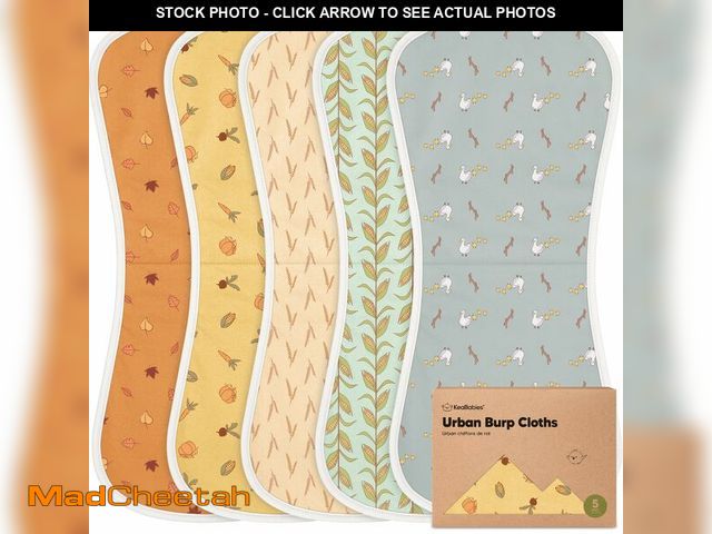 Lot 74-14430118 - Organic Burp Cloths Baby Boy &amp; Girl, 5-pack Cotton Burp Rags (Countryside) - UNUSED