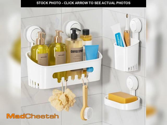 Lot 74-14049969 - LEVERLOC Shower Caddy Suction Cup Set Shower Organizer &amp; Soap Holder &amp; Toothbrush Holder, Ba...