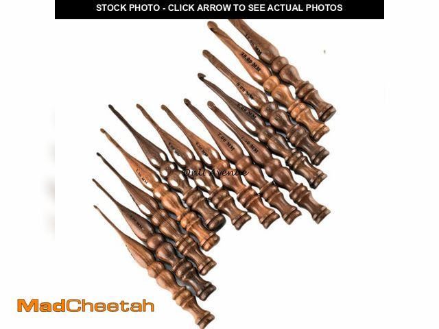 Lot 74-13568293 - DnU Avenue Sheesham Wood Set of 13 Ergonomic Crochet Hooks 3.5 MM to 12 MM, Wooden Yarn Crochet Hook...