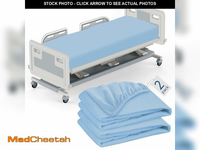 Lot 74-13570266 - Hospital Bed Sheets Fitted 36" x 84" x 9", 2 Pack Blue Hospital Bed Sheets for Home &amp; Hospital C...
