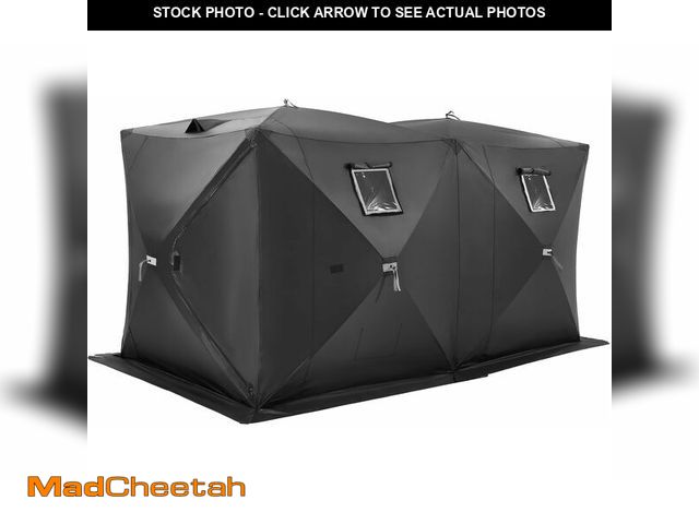 Lot 74-12696830 - VEVOR Portable Ice Shelter - 6-8 Person Pop-Up Fishing Tent, 70 sq ft Area, Hub-Style Shanty for Win...