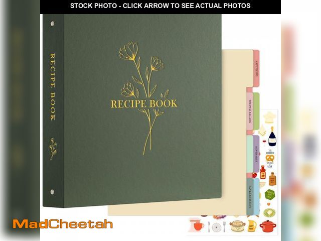 Lot 74-12217657 - Lanpn Recipe Binder - 8.5x11, Waterproof, 60 Sleeves, 8 Dividers, 116 Family Recipes, Labels &amp; S...