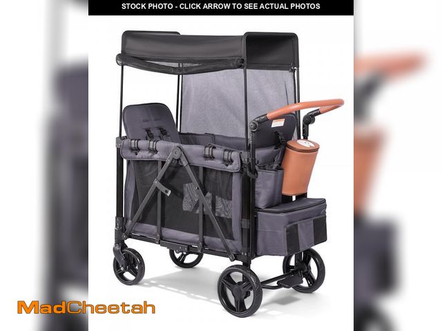 Lot 74-12482509 - Wagon Stroller for 2 Kids with Insulated Snack Pack Foldable All-Terrain Wagon Stroller, 5-Point Har...