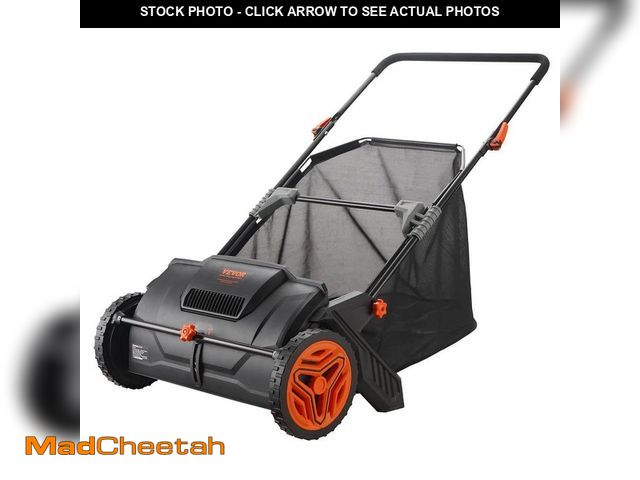 Lot 74-12559486 - VEVOR 21 in. Lawn Sweeper Tow Behind, 3.5 Cu. Ft. 25 in. Leaf &amp; Grass Collector Wheels &amp; Hea...