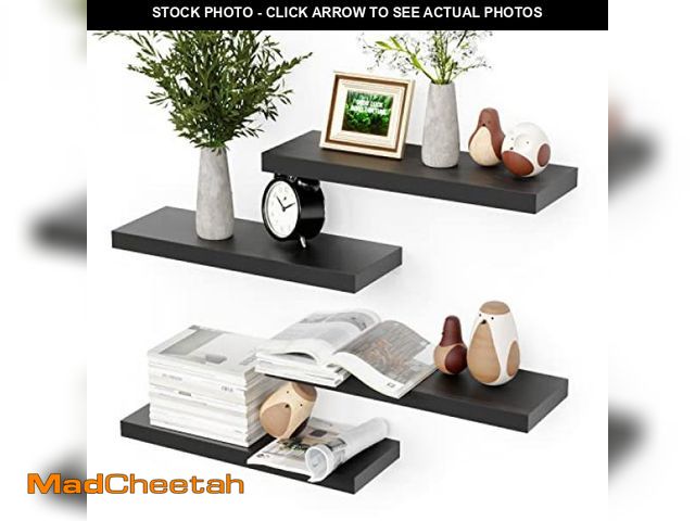 Lot 74-12324426 - Boswillon Black Floating Shelves for Wall, 4 Sets Wall Mounted Shelves, Display Shelves for Wall Dec...