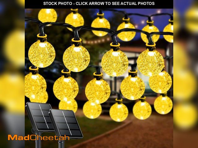 Lot 74-14293622 - 2-Pack 72FT 120 LED Crystal Globe Solar String Lights Outdoor, Waterproof Solar Powered Lights for O...