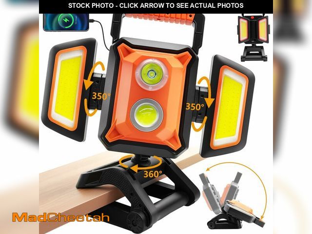 Lot 74-12978938 - Tresda 4000LM LED Work Light Rechargeable with Clamp, 40W Magnetic Work Light Battery Powered with 5...