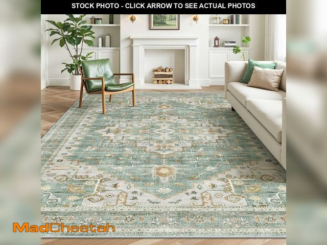 Lot 74-13563753 - befbee 8x10 Area Rugs for Living Room, Stain Resistant Neutral Washable Rugs for Dining Room, Floral...