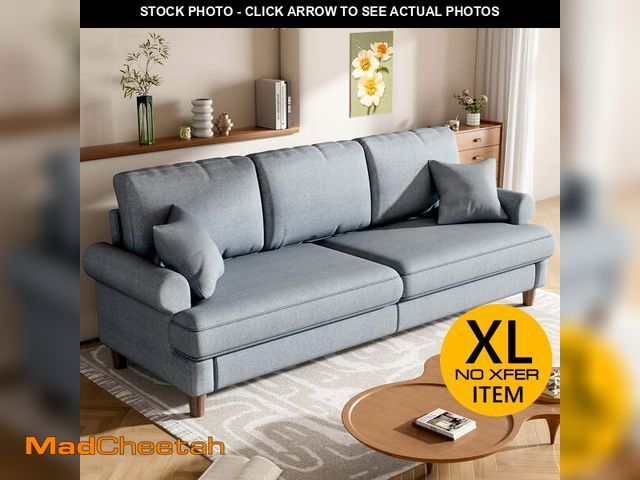 Lot 74-12647225 - 87" Sofa Couch, Comfy Extra Deep Seat 3 Seater Couch for Living Room with Soft Upholstered Round Arm...