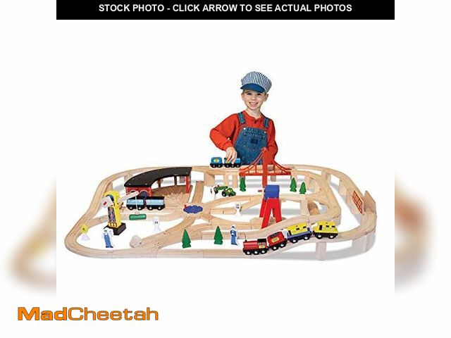 Lot 74-12760351 - Melissa &amp; Doug Wooden Railway Set, 130 Pieces - UNUSED