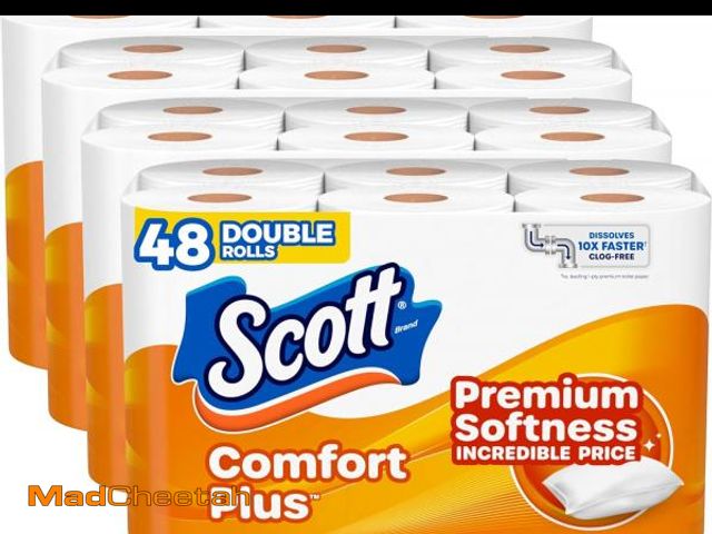 Lot 74-12400099 - Scott ComfortPlus Toilet Paper, 48 Double Rolls, 231 Sheets per Roll, Septic-Safe, 1-Ply Toilet Tiss...