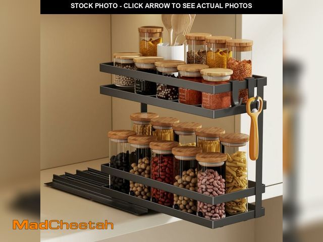 Lot 74-13962910 - Magheo Pull Out Spice Rack Organizer for Cabinet, 1 Pack Metal Seasoning Organizer Slide Out Spice S...