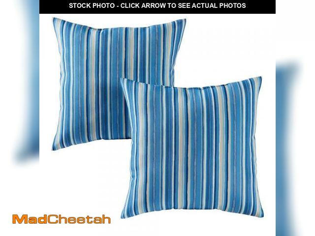 Lot 74-12462974 - Greendale Home Fashions Sapphire Stripe Square Outdoor Throw Pillow (2-Pack) - UNUSED