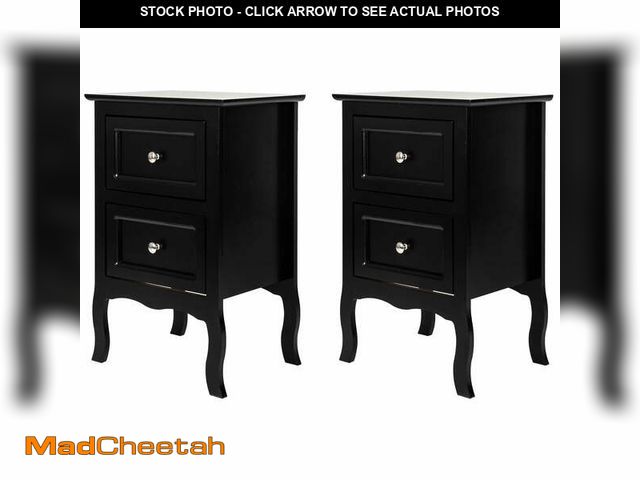 Lot 74-13044023 - UBesGoo Set of 2 Nightstand Wood End Tables Bedroom Table Furniture, Black - UNUSED