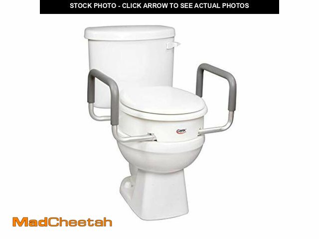 Lot 74-12572863 - Carex 3.5 Inch Raised Toilet Seat with Arms, Round Toilet Seat Riser, 300 lbs Capacity, Elevating an...