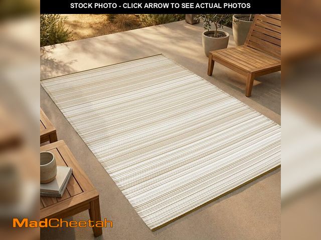 Lot 74-14291234 - FH Home Outdoor Rug - Waterproof, Fade Resistant, Reversible - Premium Recycled Plastic - Striped - ...