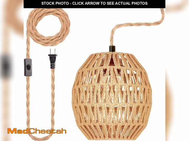 Lot 74-12972943 - Hanging Lamps Rattan Pendant Light Hanging Lights 16.4ft Plug in Cord Pendant Light Fixture Plug Int...