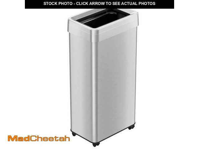 Lot 74-12659577 - (MISSING WHEELS) iTouchless 21 Gal. Open Top Kitchen Trash Can Recycling Bin with Wheels and Double ...