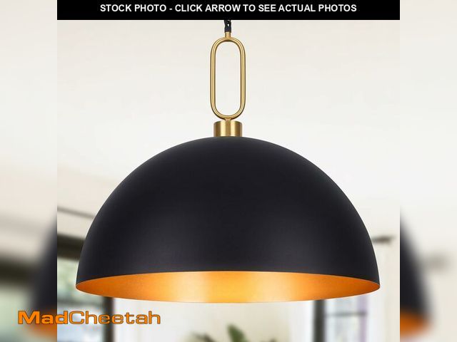 Lot 74-11989171 - CWarmozy 23.6'' Farmhouse Vintage Pendant Lighting Black and Gold Pendant Light Fixtures Large Dome ...