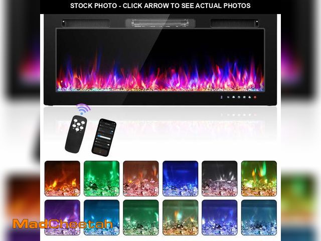Lot 74-13126384 - Ktaxon 50" Electric Fireplace, Inserts/Wall Mounted Fireplace Heater with WiFi Remote Control, 12 Ad...