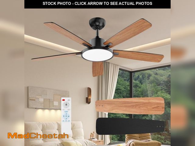Lot 74-12183117 - TALOYA 52 Inch Black Ceiling Fans with Lights Led Remote Control Flush Mount Low Profile for Bedroom...