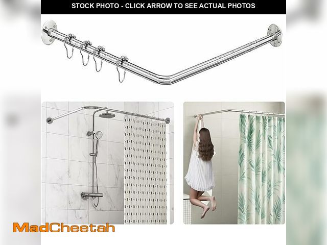 Lot 74-12682051 - L Shaped Shower Curtain Rod, Adjustable (23.6"-52.4" x 23.6"-52.4"), Corner Shower Curtain Rod, Genu...