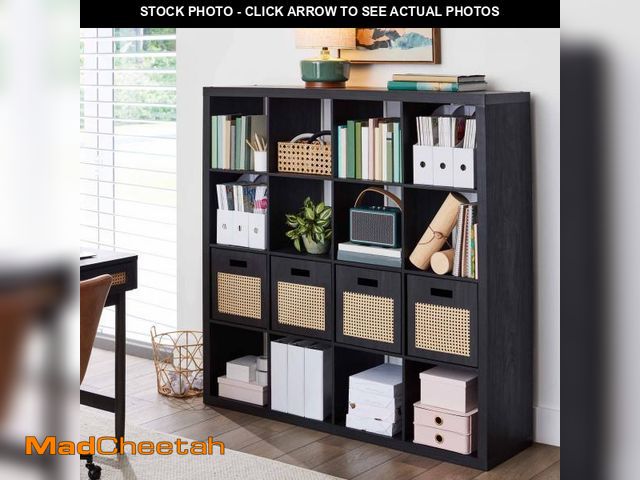Lot 74-12403161 - (MISSING HARDWARE) Better Homes &amp; Gardens 16 Cube Storage Organizer, Charcoal - USED