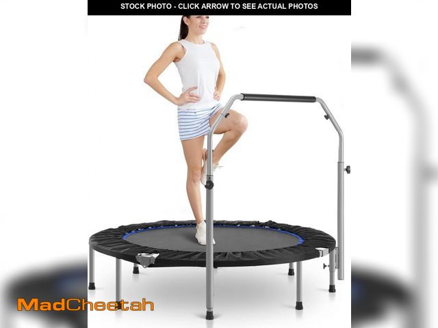 Lot 74-12137279 - Sweetcrispy 40" in/48 in Mini Fitness Trampoline - 330LBS Foldable Exercise Rebounder with Adjustabl...