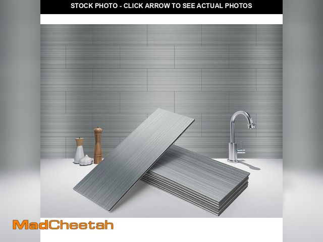 Lot 74-12969414 - Art3d 4" x 12" Peel and Stick Stainless Steel Metal Backsplashes for Kitchen (30 Pack) - UNUSED