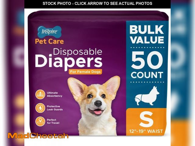 Lot 74-11551608 - Inspire Pet Care Dog Diapers Female Dogs  Bulk Value Doggie Incontinence, Accidents, for Heat, Pee o...