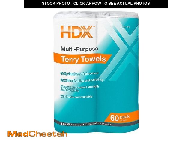 Lot 74-12584731 - HDX 14 in. x 17 in. Multi-Purpose Terry Towel (60-Pack) - UNUSED