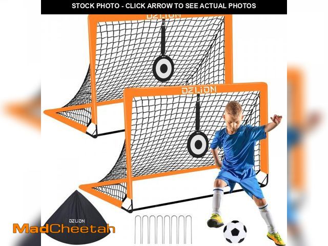 Lot 74-11545254 - 2 Pack Portable Soccer Goals for Kids, 4 x 3 ft Kids Soccer Goals for Backyard Pop Up Soccer Goal Ne...