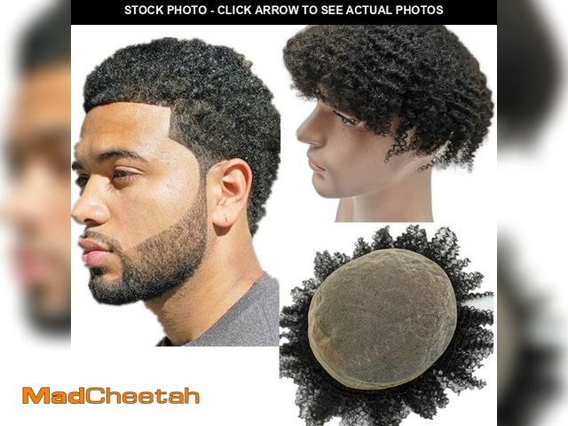 Lot 74-11554387 - NLW Afro Toupee for men Afro curl Hair pieces for mens Human hair replacement system 8x10" lace hair...