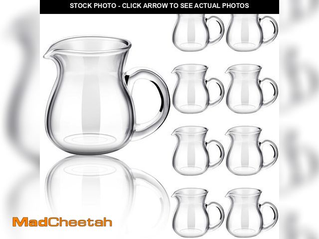 Lot 74-14272708 - Suclain 8 Pcs 4 oz Glass Creamer Pitcher Transparent Milk Pourer Mini Milk Pitcher Small Glass Pitch...