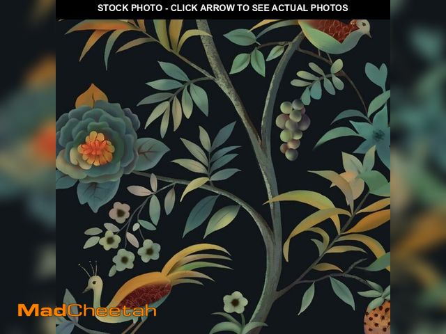 Lot 74-12806494 - Toduso Peel and Stick Wallpaper Vintage Floral Wallpaper Black Flower Bird Tree Contact Paper Self A...